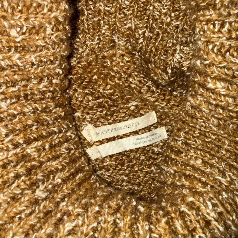 Anthropologie Tan Knit Tunic Sweater Turtleneck Maxi Top‎ XS Minimal Classic